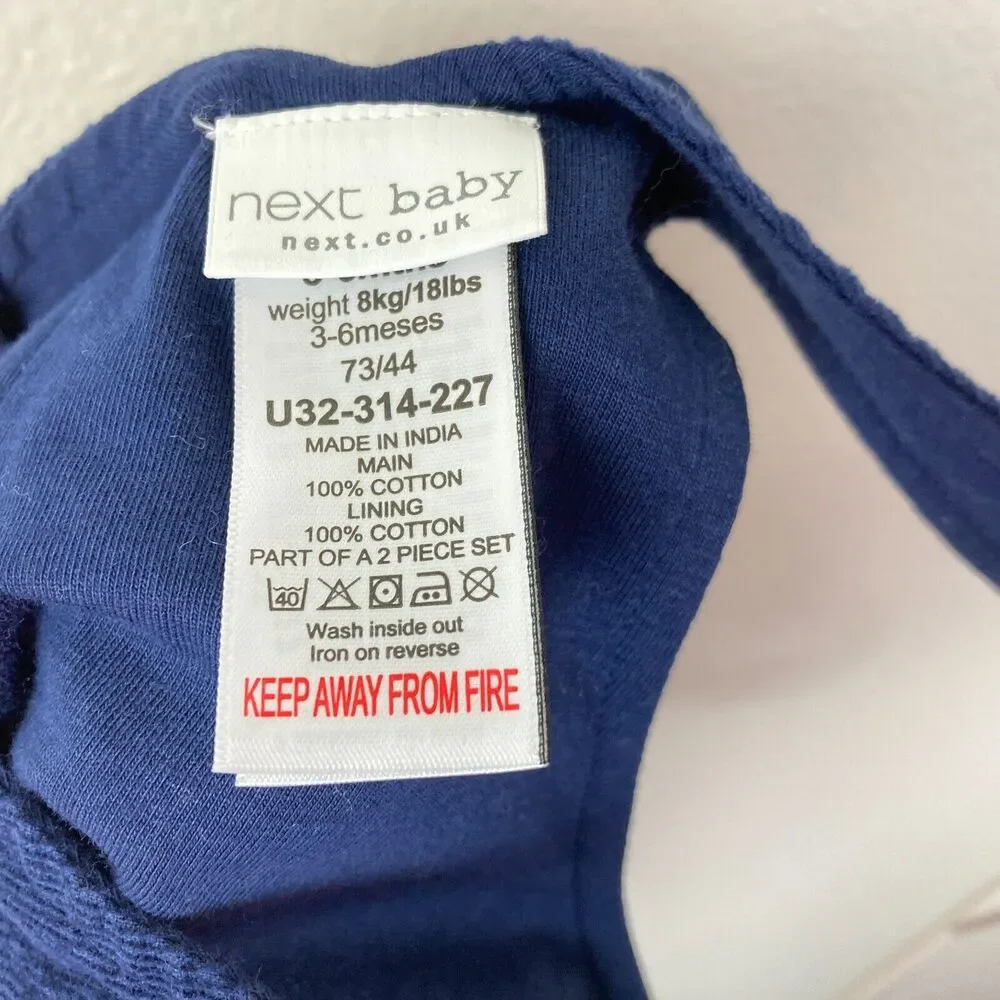 Next Baby Blue Corduroy Snap Overalls Dungarees Size 3-6 Mo Toy Soldier Bears